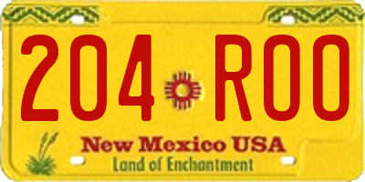 NM license plate 204ROO