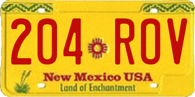 NM license plate 204ROV