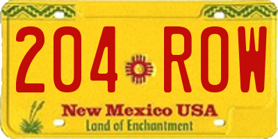NM license plate 204ROW