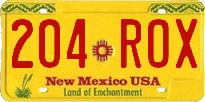 NM license plate 204ROX