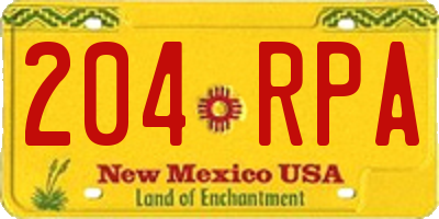 NM license plate 204RPA