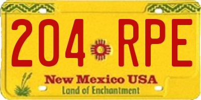 NM license plate 204RPE