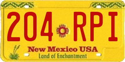 NM license plate 204RPI