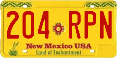 NM license plate 204RPN