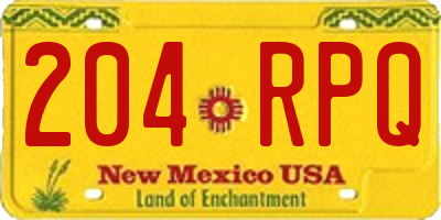 NM license plate 204RPQ