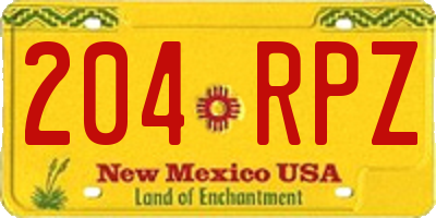 NM license plate 204RPZ