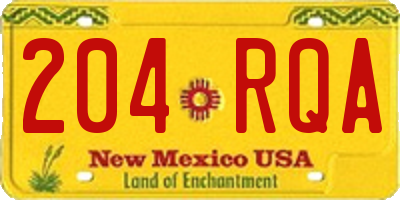 NM license plate 204RQA