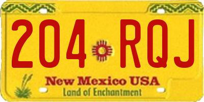 NM license plate 204RQJ