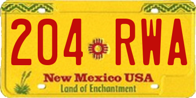 NM license plate 204RWA