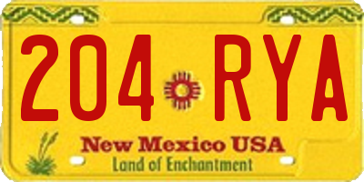NM license plate 204RYA