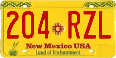 NM license plate 204RZL