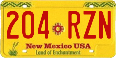 NM license plate 204RZN
