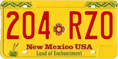 NM license plate 204RZO