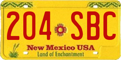NM license plate 204SBC