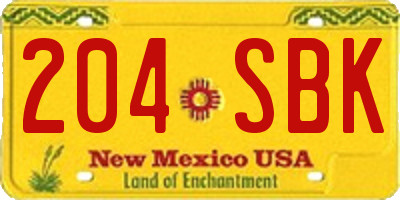 NM license plate 204SBK