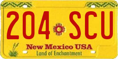NM license plate 204SCU