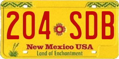 NM license plate 204SDB