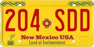 NM license plate 204SDD