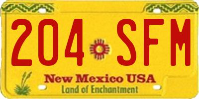 NM license plate 204SFM