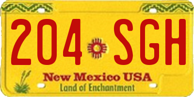NM license plate 204SGH