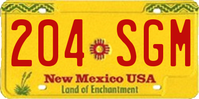 NM license plate 204SGM