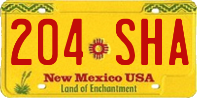 NM license plate 204SHA