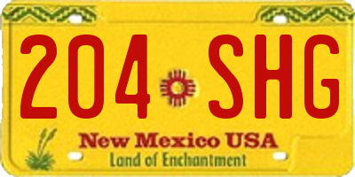 NM license plate 204SHG
