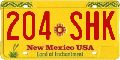 NM license plate 204SHK