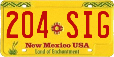 NM license plate 204SIG
