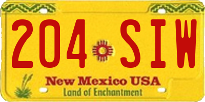 NM license plate 204SIW