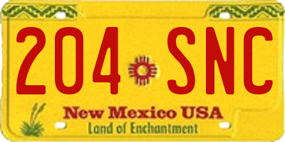 NM license plate 204SNC