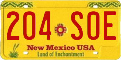 NM license plate 204SOE
