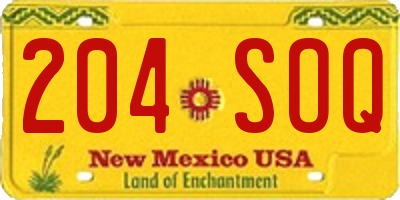 NM license plate 204SOQ
