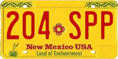 NM license plate 204SPP