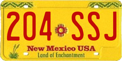 NM license plate 204SSJ