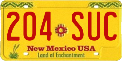 NM license plate 204SUC