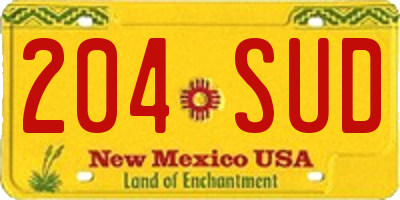 NM license plate 204SUD