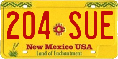 NM license plate 204SUE