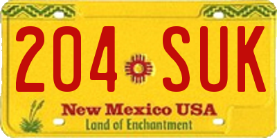 NM license plate 204SUK