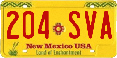 NM license plate 204SVA