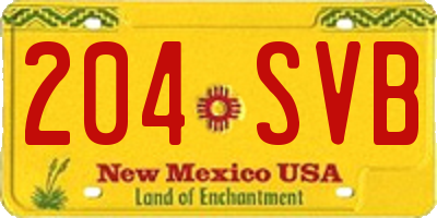 NM license plate 204SVB