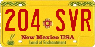 NM license plate 204SVR