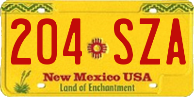 NM license plate 204SZA
