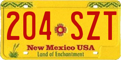 NM license plate 204SZT
