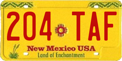 NM license plate 204TAF
