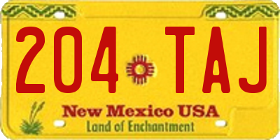 NM license plate 204TAJ