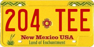 NM license plate 204TEE