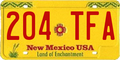 NM license plate 204TFA