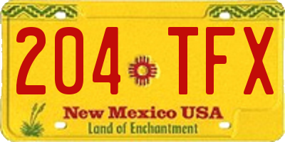 NM license plate 204TFX