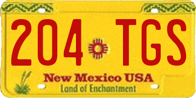 NM license plate 204TGS